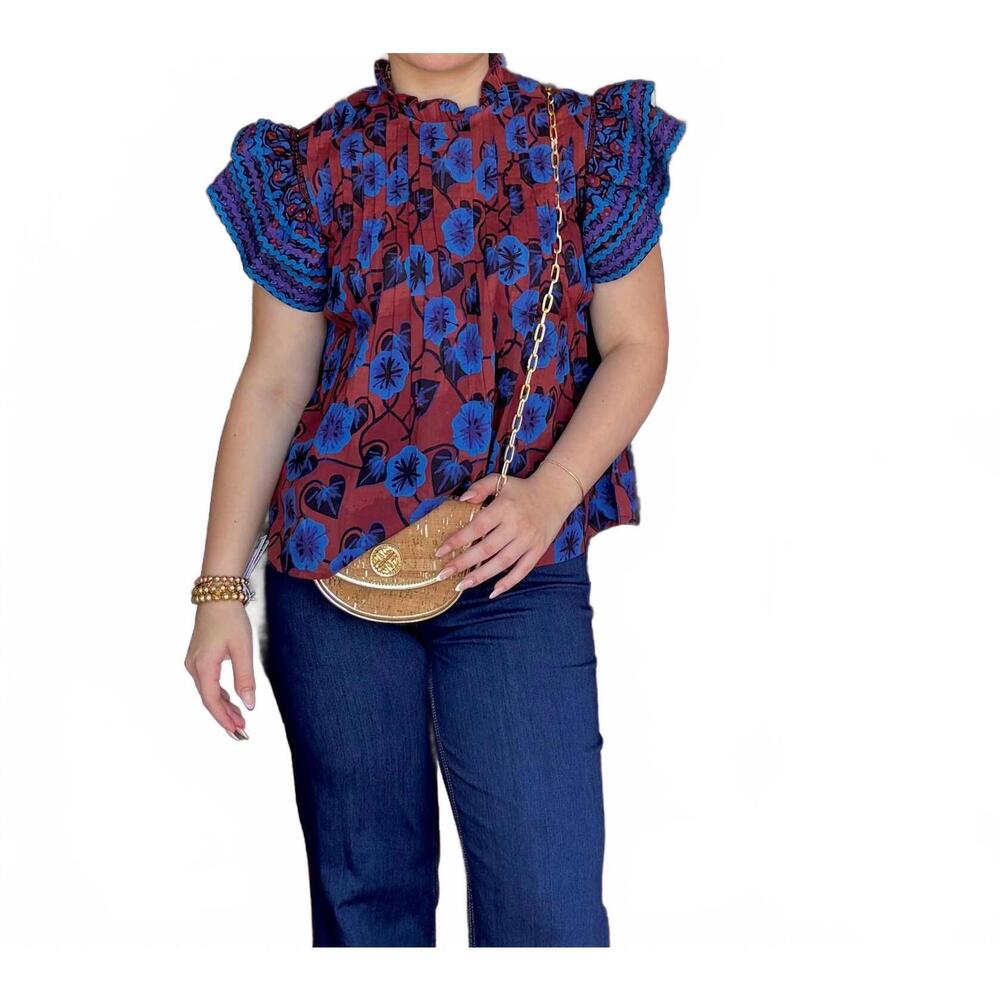 NEW SOHANA flutter sleeve top in midnight bloom
